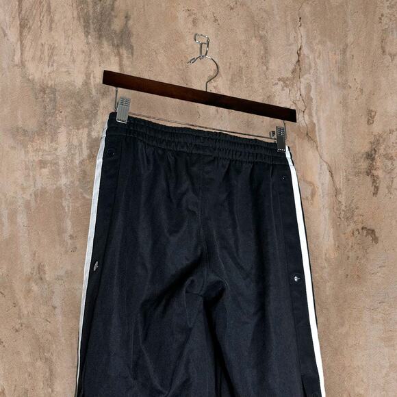 Vintage Y2K Adidas Sweatpants Youth M Relaxed Fit Jet Black Polyester 3 Stripes - Picture 4 of 6